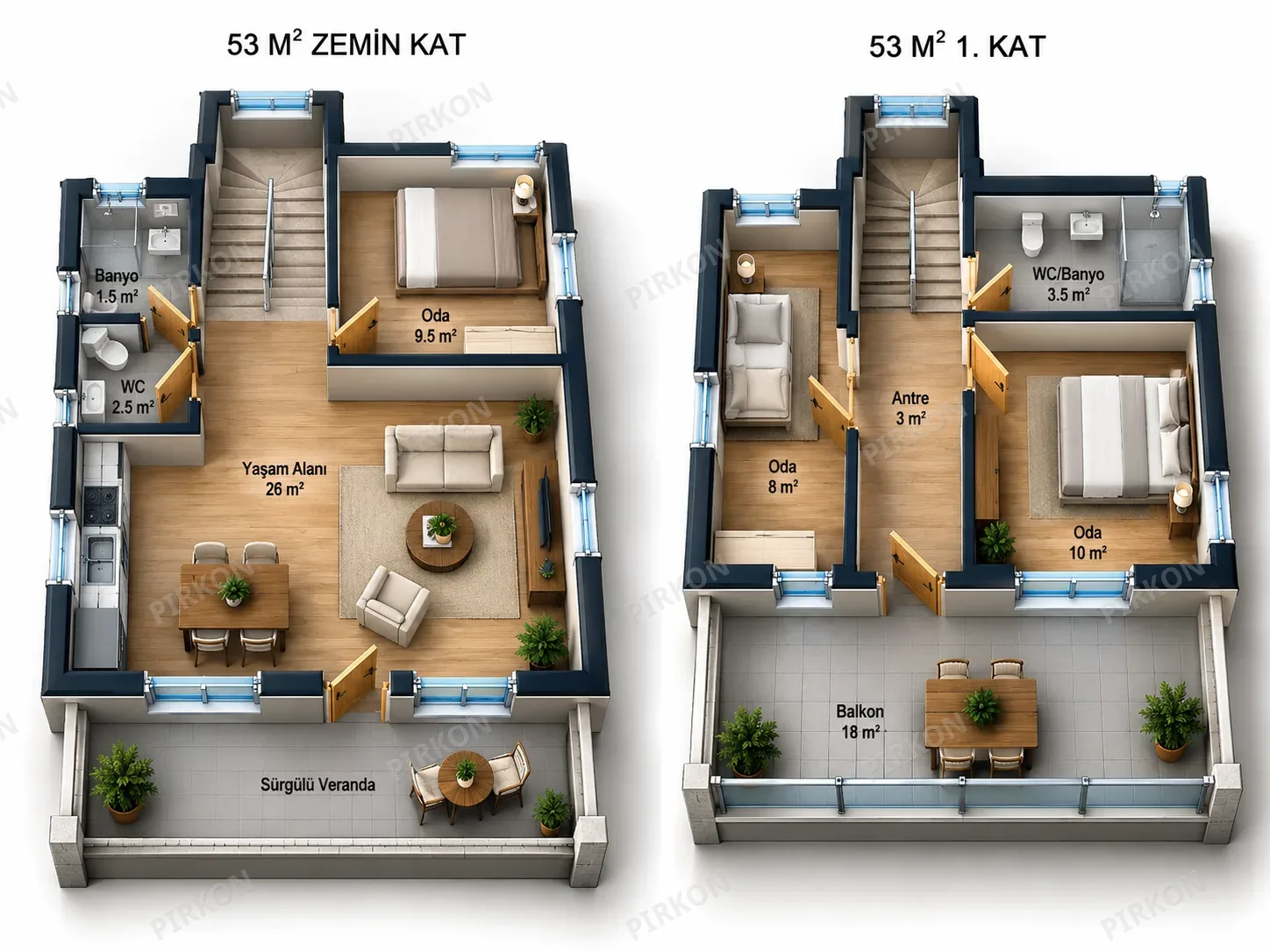 106 m²  İki  Katlı Prefabrik Ev 