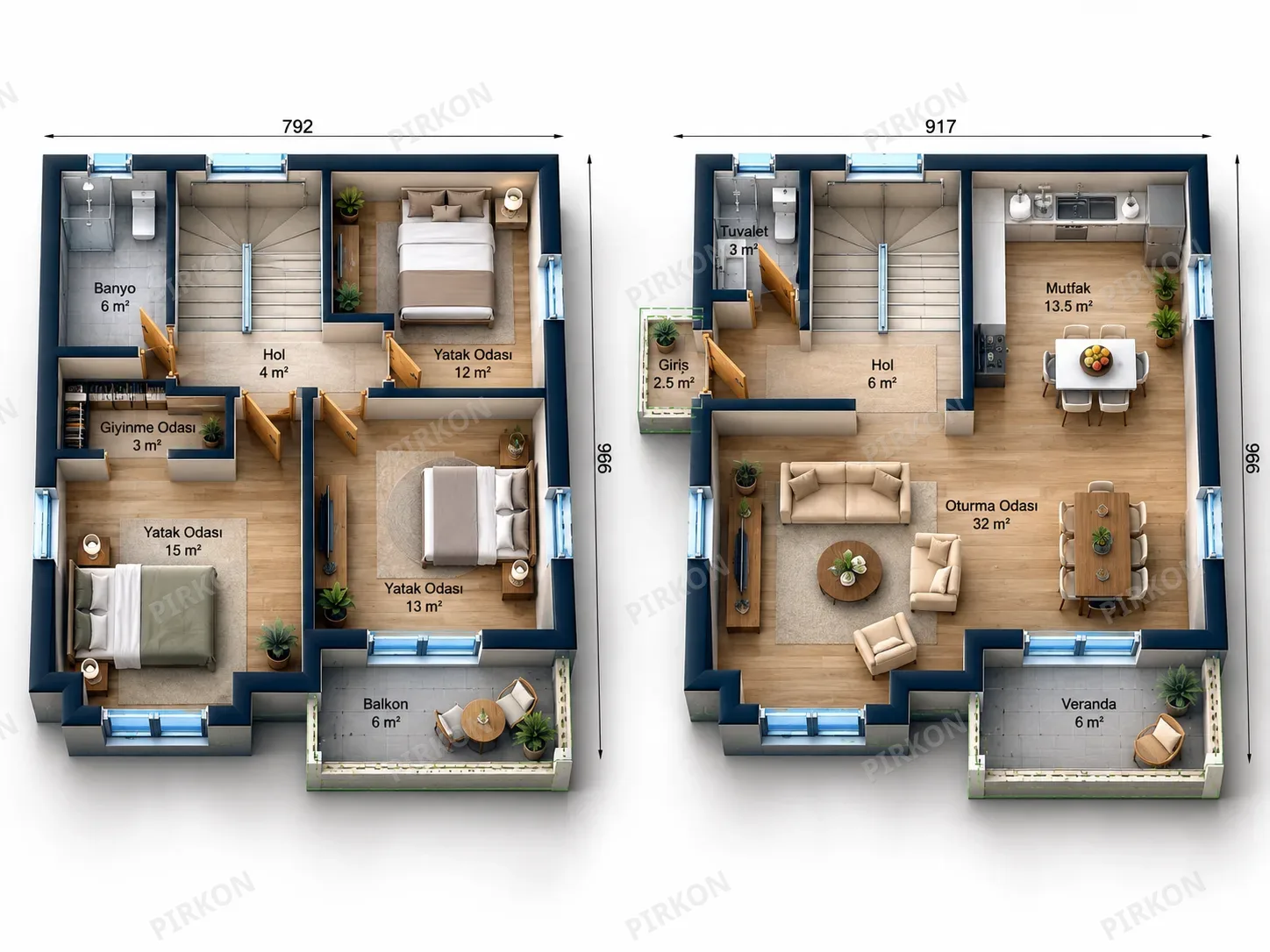 146 m²  İki  Katlı Hafif Çelik Evler