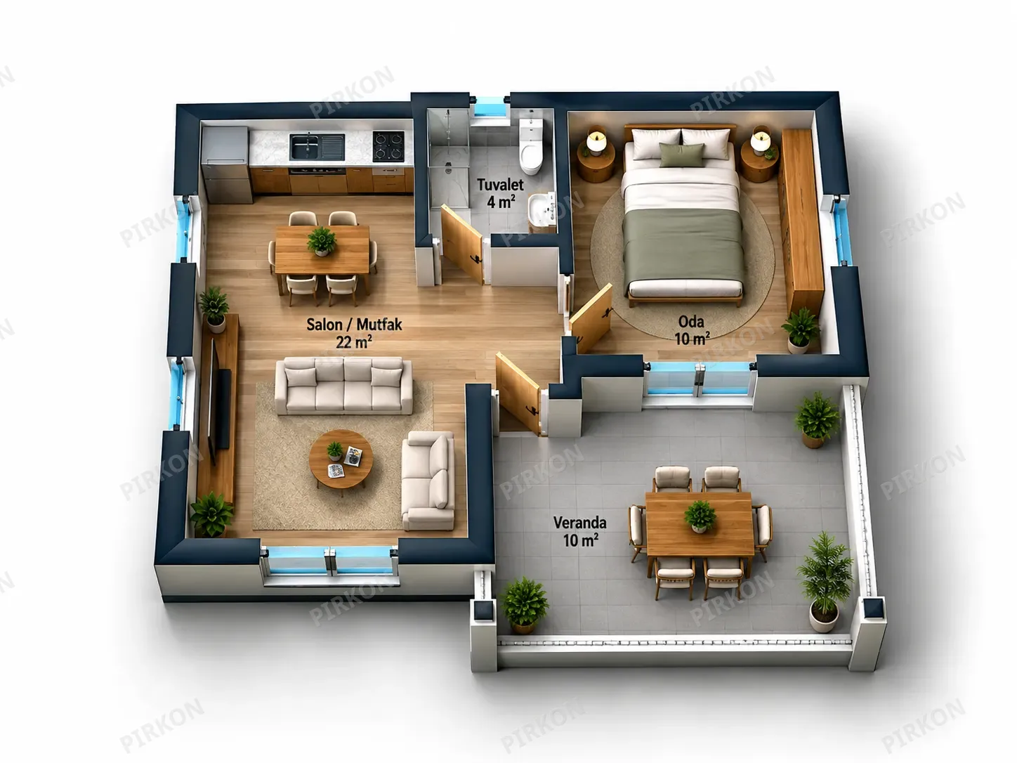 47 m² Prefabrik Evler
