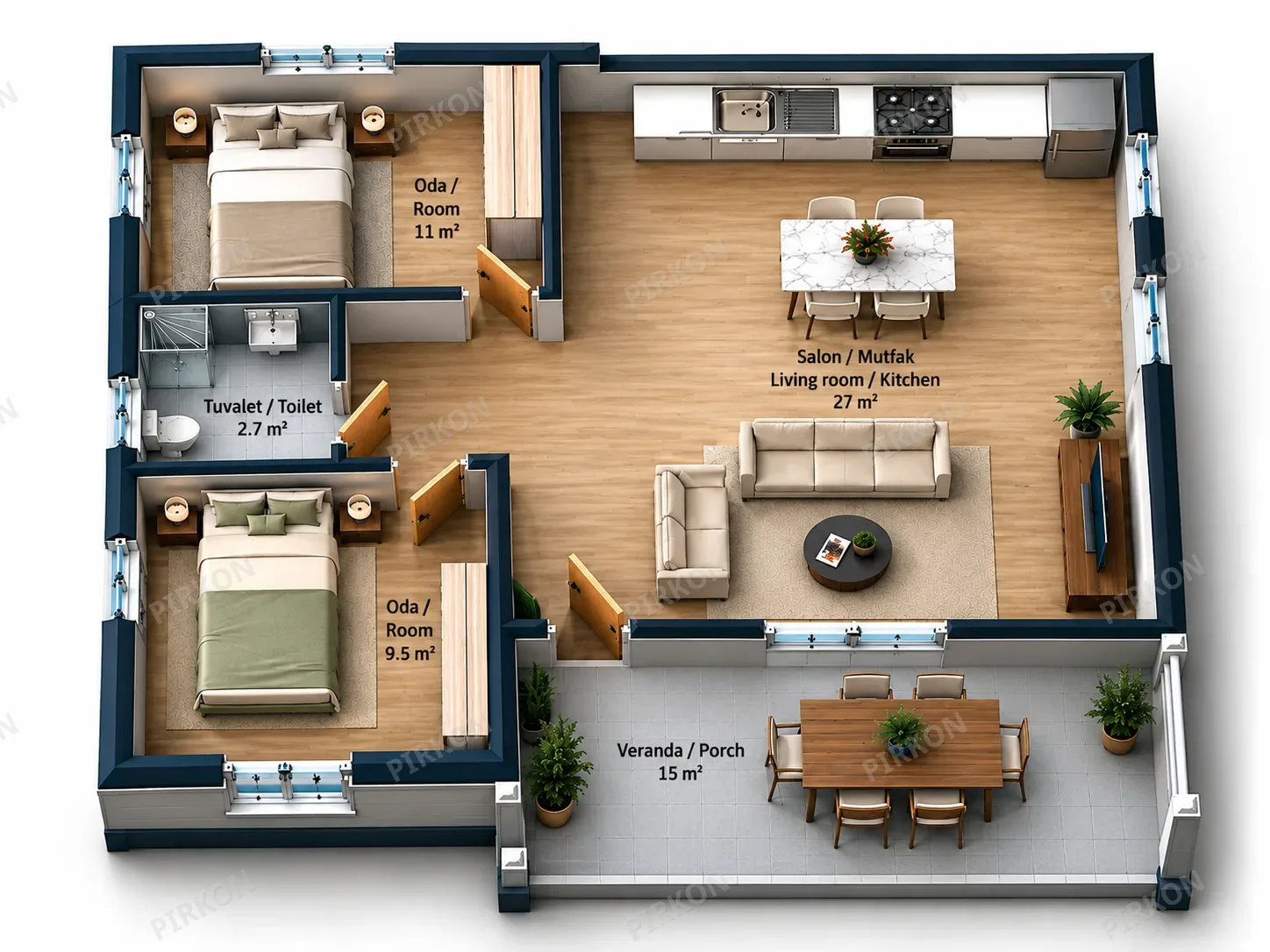 68 m² Hafif Çelik Ev
