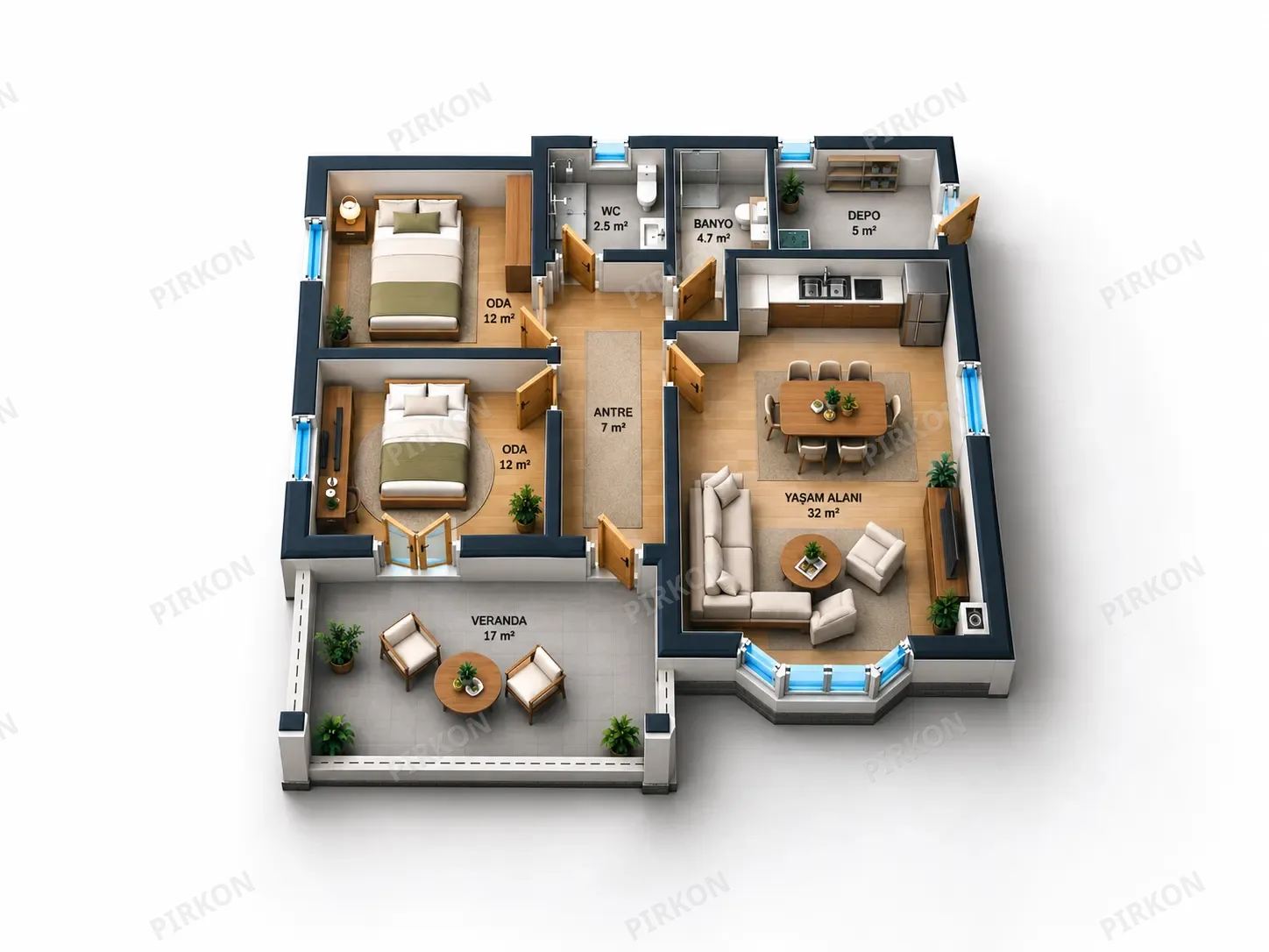97 m² Hafif Çelik Ev 