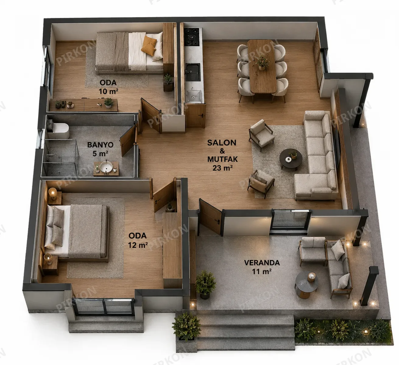 65 m² Tek Katlı  Hafif Çelik Villa
