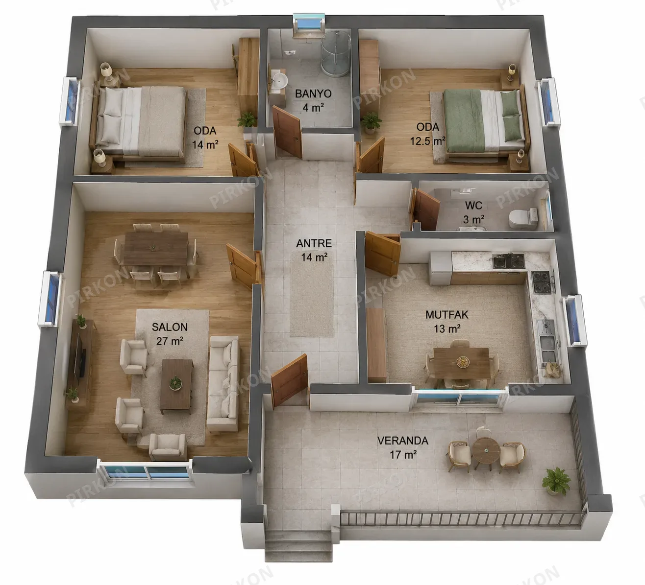 112 m² Tek Katlı Hafif Çelik Villa