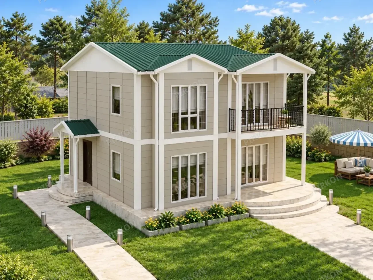 136 m² İki Katlı Prefabrik  Ev 