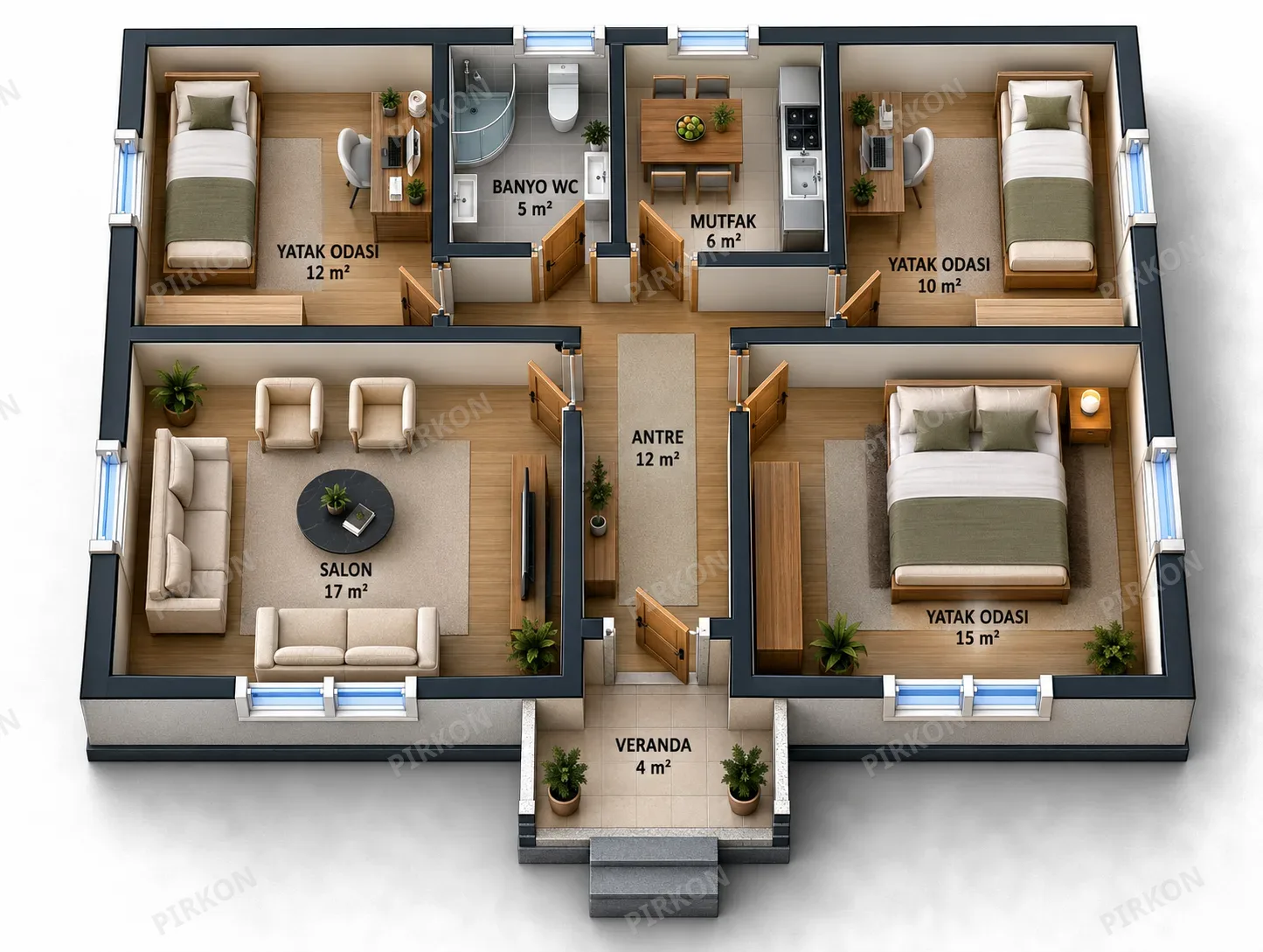 81 m² Tek Katlı Prefabrik  Ev 