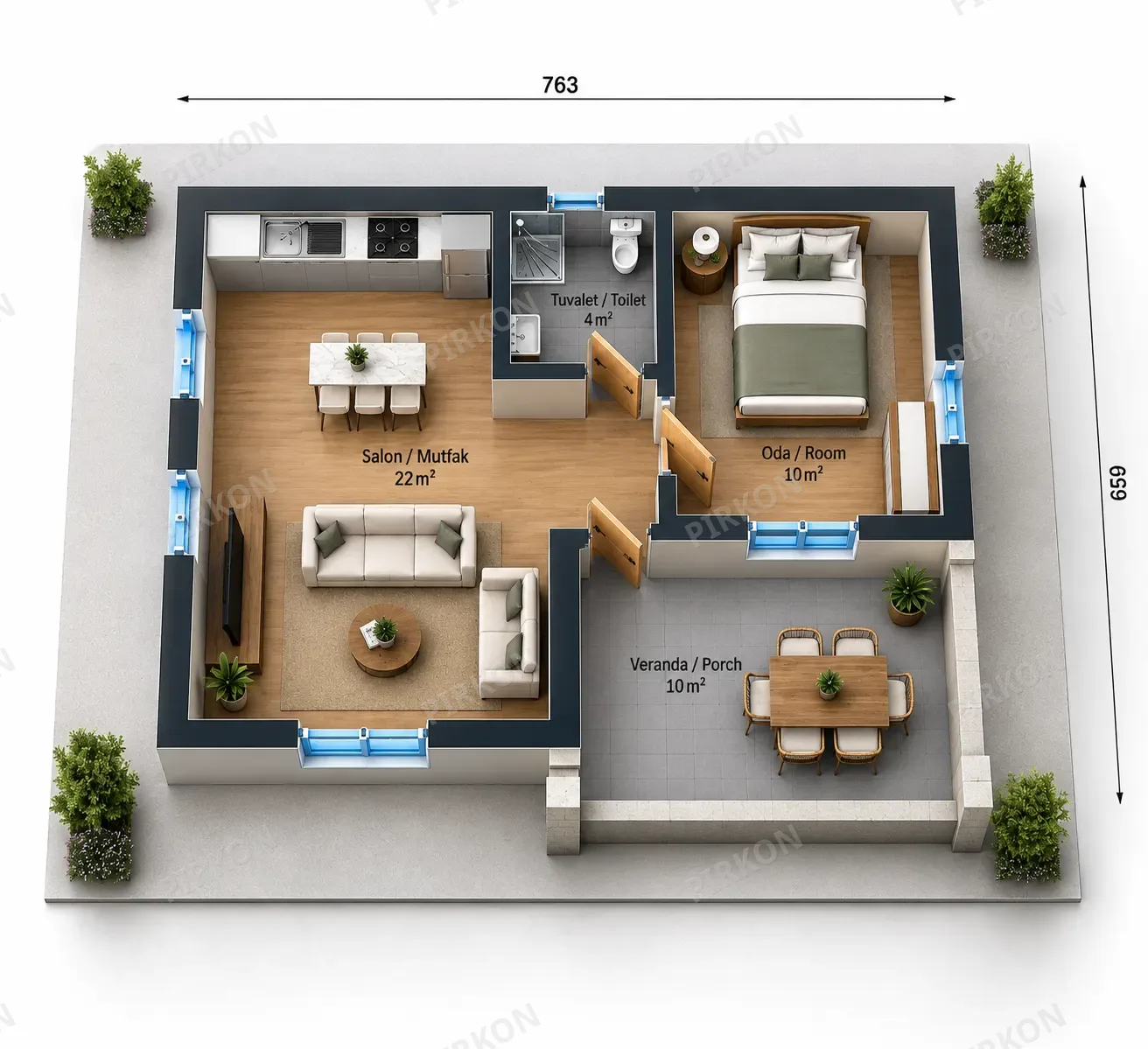 47 m² Tek Katlı Hafif Çelik Ev